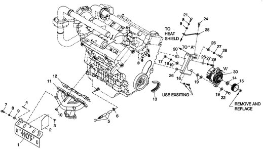 Engine Common Parts 3.0l G3 R/H Side Diagram and Parts List for CT06030ANAN (1907V23210 - 4807V25565)(2007) Generac Generator