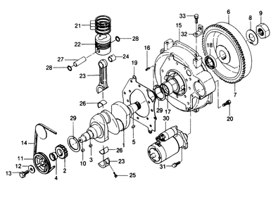 Crankshaft And Piston Assembly Diagram and Parts List for 1010-B  Generac Welder