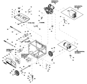 Part Location Diagram of 0J3074 Generac Badge, Hw Side Panel