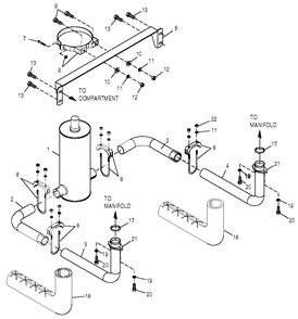 Muffler Diagram and Parts List for 0049481 (3783626 - 3915123)(2004) Generac Generator