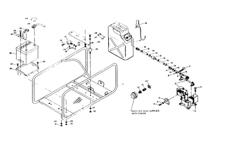 Mounting Base Assembly (Part 1) Diagram and Parts List for 6945-2  Generac Welder