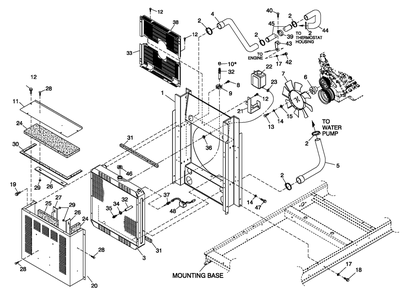 C2 Cooling System And Fan Drive Diagram and Parts List for 0052190 (4340373 - 4340512)(2006) Generac Generator