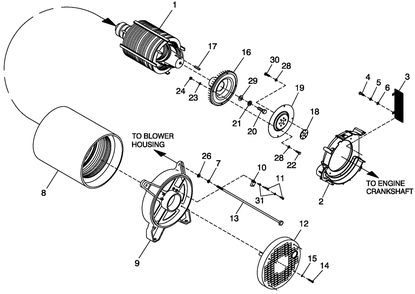 Alternator Common Parts Diagram and Parts List for 0053240 (4413076 - 4524169)(2006) Generac Generator