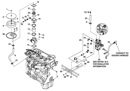 Fuel System 2.4l G2 10alt Diagram and Parts List for CT02724ANAN (2909V36737)(2009) Generac Generator