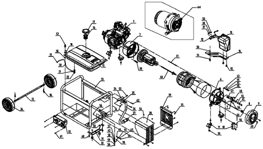 Part Location Diagram of 0H33910ST15 Generac Axle; solid 3.25kw portable