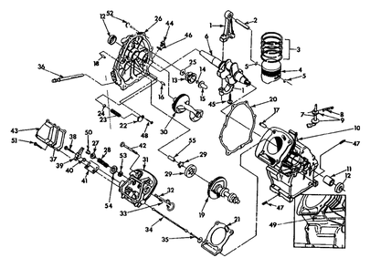 Engine Long Block Diagram and Parts List for 1N167 (9861-0)(9861-0) Generac Generator