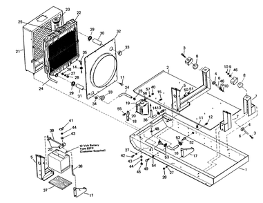 Mounting Base Assembly Diagram and Parts List for 6962-4  Generac Welder