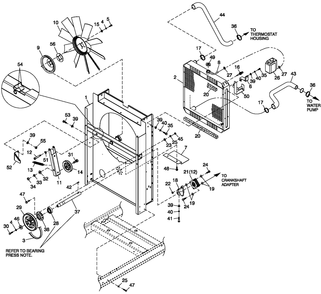 C2 Cooling Sytem And Fan Drive Diagram and Parts List for QT04524ANSY (5453332 - 5453333)(2009) Generac Generator