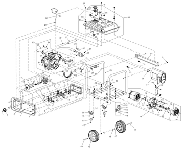 Part Location Diagram of 0K62740ST15 Generac Fuel Tank Wldmnt Rs 7 Gal