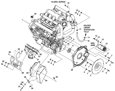 Ev Engine Common Parts 3.0l G3 L/H Diagram and Parts List for CT06030ANAN (1907V23210 - 4807V25565)(2007) Generac Generator
