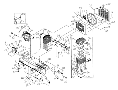 Air Compressor Diagram and Parts List for MC1009 (0641-0)(0641-0) Generac Generator