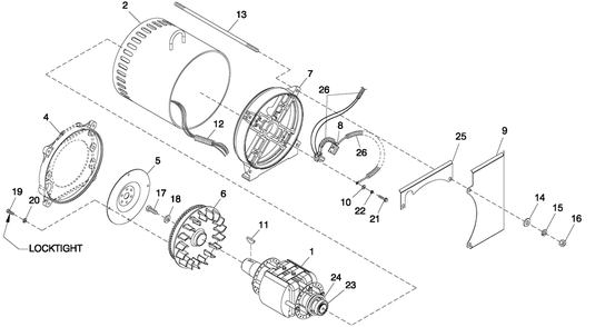 Cpl Alternator Direct Excitation Diagram and Parts List for QT04524AVSN (4361366 - 4407203)(2006) Generac Generator