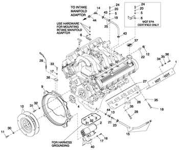 Engine Common Parts R/H Side Diagram and Parts List for QT15068ANSN (4294860 - 4348804)(2006) Generac Generator