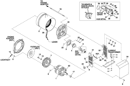 Cpl Alternator Brushless 70kw 4-Pole Diagram and Parts List for ET07068KNSN (6062090 - 6101378)(2010) Generac Generator