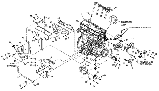 Engine Common Parts 2.4l G2 Turbo Diagram and Parts List for QT03624ANAN (5308416 - 5326518)(2009) Generac Generator