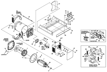 Ev Cpl Alternator Brushless Diagram and Parts List for CT08046ANSN (3507V24654)(2007) Generac Generator