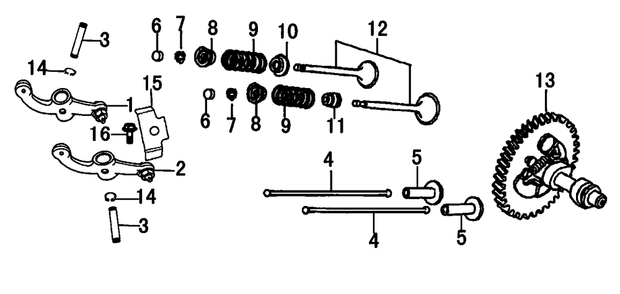 Camshaft Diagram and Parts List for 0060372 (7696193A - 8975940A)(2014) Generac Generator