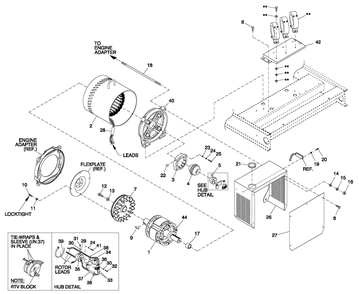 Cpl Altrenator Brushless 70kw 4-Pole Diagram and Parts List for QT05554AVNNA (4495265 - 4709649)(2007) Generac Generator