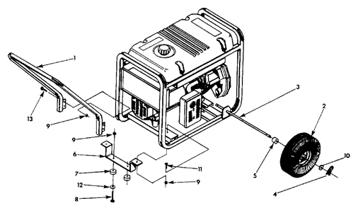 Wheel Kit Diagram and Parts List for 1N167 (9861-0)(9861-0) Generac Generator