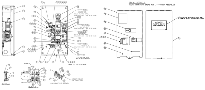 Part Location Diagram of 0G6413B Generac Decal, Generator Source Connection