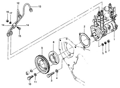 Fuel Injection Pump Drive Components Diagram and Parts List for 1010-B  Generac Welder