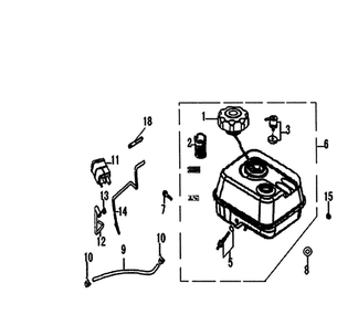 Fuel Tank Diagram and Parts List for 006414-0  Generac Pressure Washer
