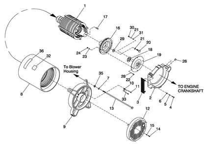 Generator Diagram and Parts List for 0052110 (4281087 - 4303052)(2005) Generac Generator