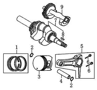 Crankshaft Piston And Connecting Rod Diagram and Parts List for 0060382 (7613085A - 8717120A)(2014) Generac Generator