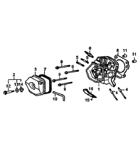 Cylinder Head Diagram and Parts List for GP6500-5940-0  Generac Generator