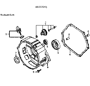 Crankcase Cover Diagram and Parts List for GP7500E-5943-5  Generac Generator