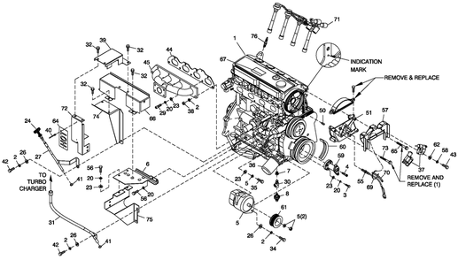 Engine Common Parts 2.4l G2 Turbo Diagram and Parts List for QT03624ANAN (5308416 - 5326518)(2009) Generac Generator