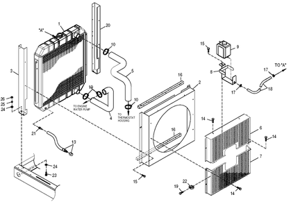 Radiator Diagram and Parts List for 0049922 (4100779 - 4393839)(2008) Generac Generator