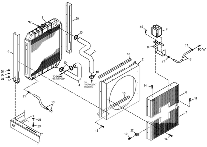 Radiator Diagram and Parts List for 0050120 (3844420)(2004) Generac Generator