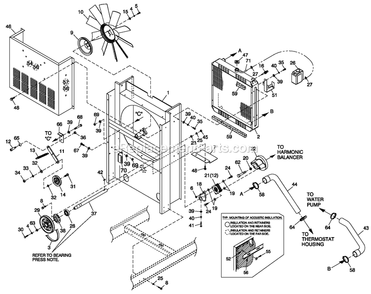 Cooling Package 3.0l G14 Diagram and Parts List for QT06030JVSN (4923850)(2007) Generac Generator