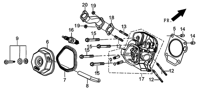 Cylinder Head 2 Diagram and Parts List for 0059395 (7008470E - 7479864E)(2016) Generac Generator