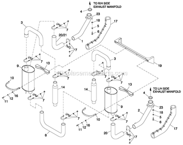 Muffler 5.4l/6.8l Cpl Exhaust C3 Diagram and Parts List for QT07068GVSNA (6168590)(2010) Generac Generator