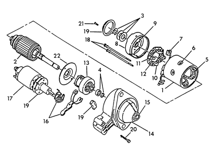 Starter Motor Assembly Diagram and Parts List for 8950-0  Generac Generator