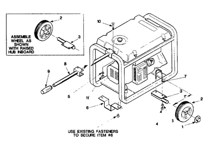 Wheel Kit Diagram and Parts List for 3W741A (9580-0)(9580-0) Generac Generator