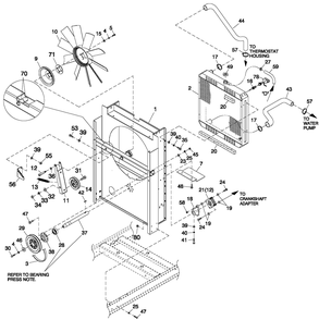 C2 Cooling Sytem And Fan Drive Diagram and Parts List for QT06024ANAX (5933492 - 7029215)(2012) Generac Generator