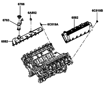 Gas Engine Rocker Cover Diagram and Parts List for ET07068ANAN (5713896 - 5713897)(2009) Generac Generator