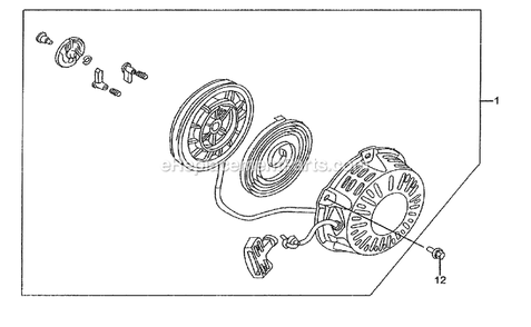 Recoil Starter Diagram and Parts List for 005723R0 (5132447)(2016) Generac Generator