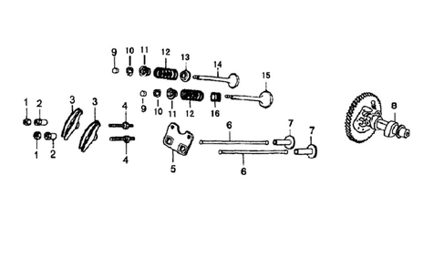Camshaft Diagram and Parts List for 005939-0  Generac Generator