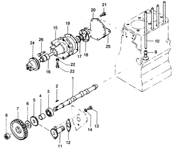 Camshaft And Water Pump Diagram and Parts List for 1015-A  Generac Welder