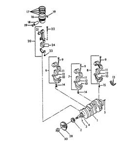 Crankshaft, Piston And Flywheel Diagram and Parts List for 8950-2  Generac Generator