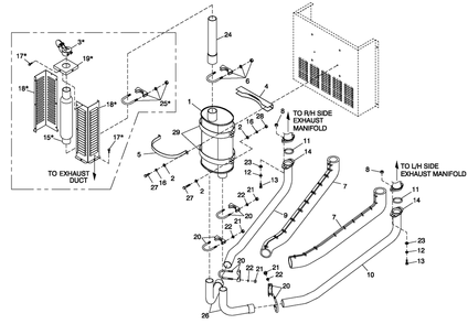 Muffler Exhaust Cpl 50kw Diagram and Parts List for QT06030ANSN (4361373 - 5017502)(2008) Generac Generator