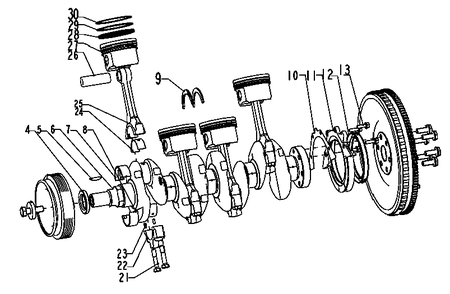 1.5l Gas Engine Crankshaft Assembly Diagram and Parts List for QT03015ANSX (7005578 - 9279531)(2014) Generac Generator