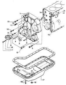 Oil Pan And Timing Chain Cover Diagram and Parts List for 1014-A  Generac Welder