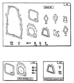 Engine Replacement Gasket Sets Diagram and Parts List for 4W113A (9163-0)(9163-0) Generac Generator