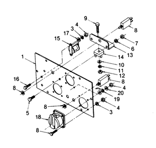 Receptacle Panel Diagram and Parts List for 1013-B  Generac Welder
