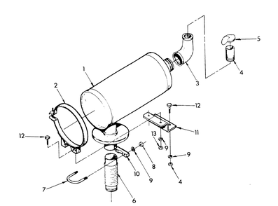 Exhaust Muffler Diagram and Parts List for 9105-5  Generac Generator